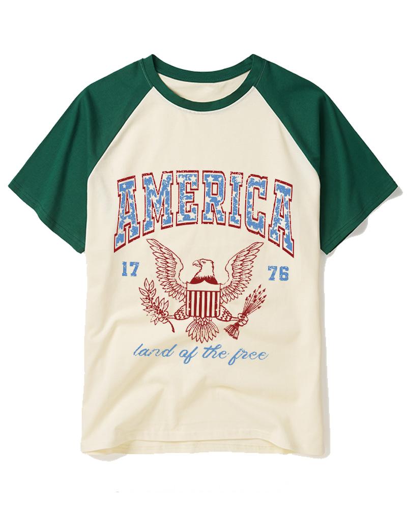 Red White and Blue 1776 Raglan Baseball T-Shirt image 3