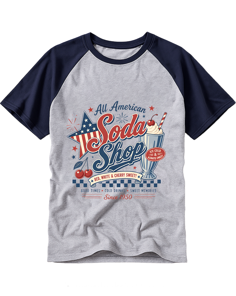All American Soda Shop 1950s Raglan Baseball T-Shirt image 3