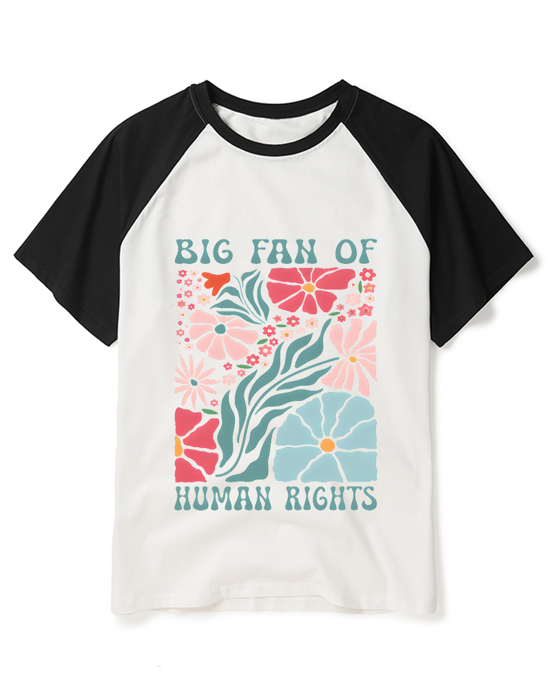 Big Fan Of Human Rights 1970s Raglan Baseball T-Shirt image 3