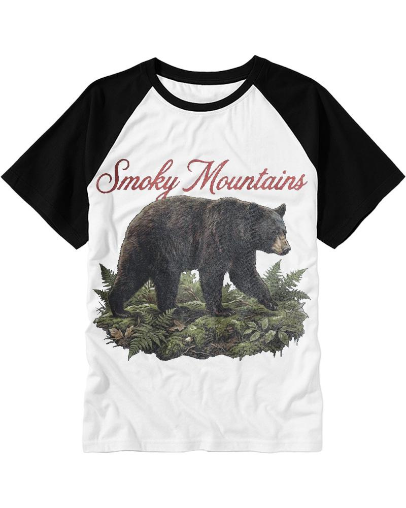 Smoky Mountains Bear 1980s Raglan Baseball T-Shirt image 3