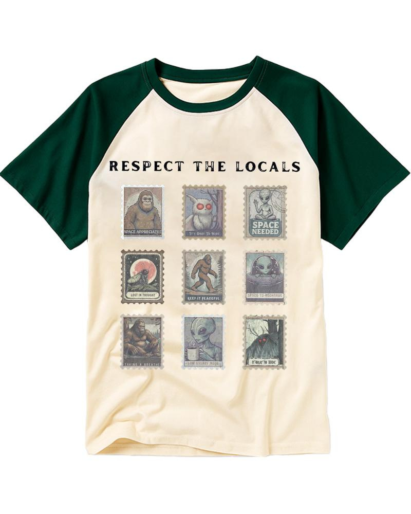 Respect the Locals Cryptid 1970s Raglan Baseball T-Shirt image 3