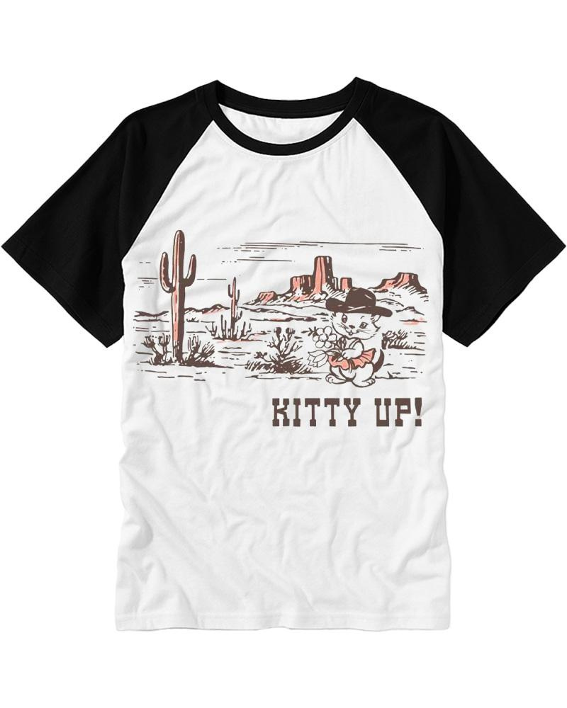Kitty Up Cowgirl 1960s Raglan Baseball T-Shirt image 3