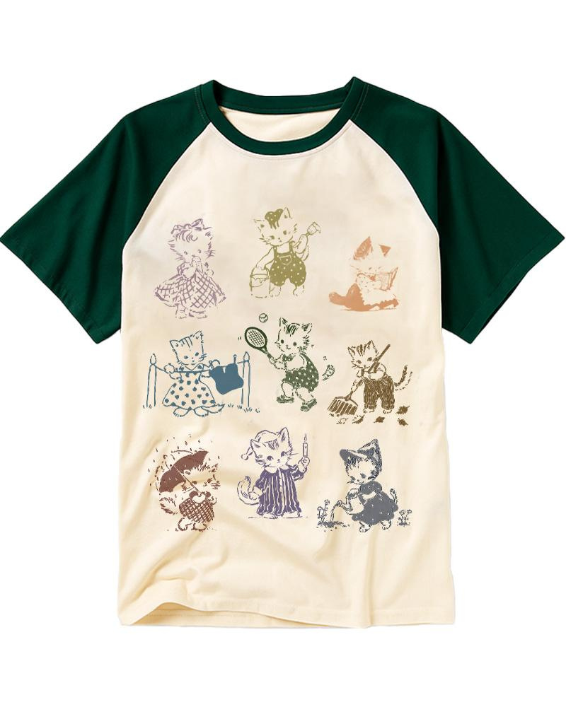 Cat Lovers 1950s Raglan Baseball T-Shirt image 3
