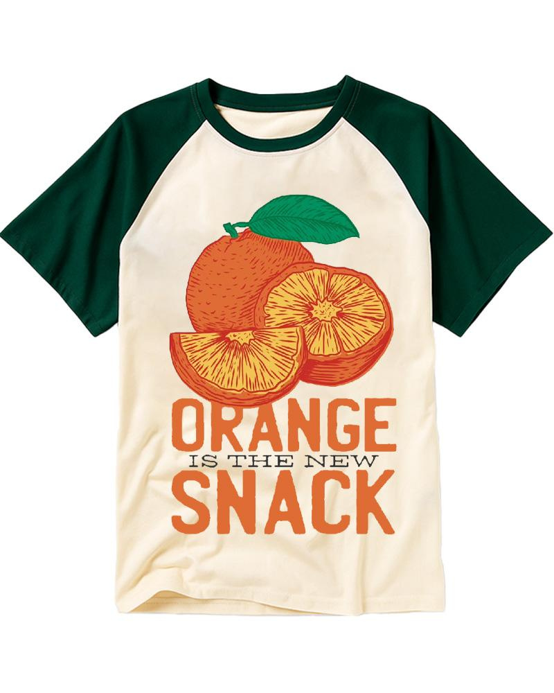 Orange Is The Snack 1970s Raglan Baseball T-Shirt image 3