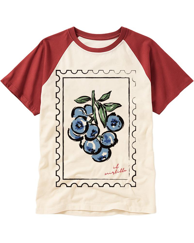 Blueberry Stamp 1950s Raglan Baseball T-Shirt image 3