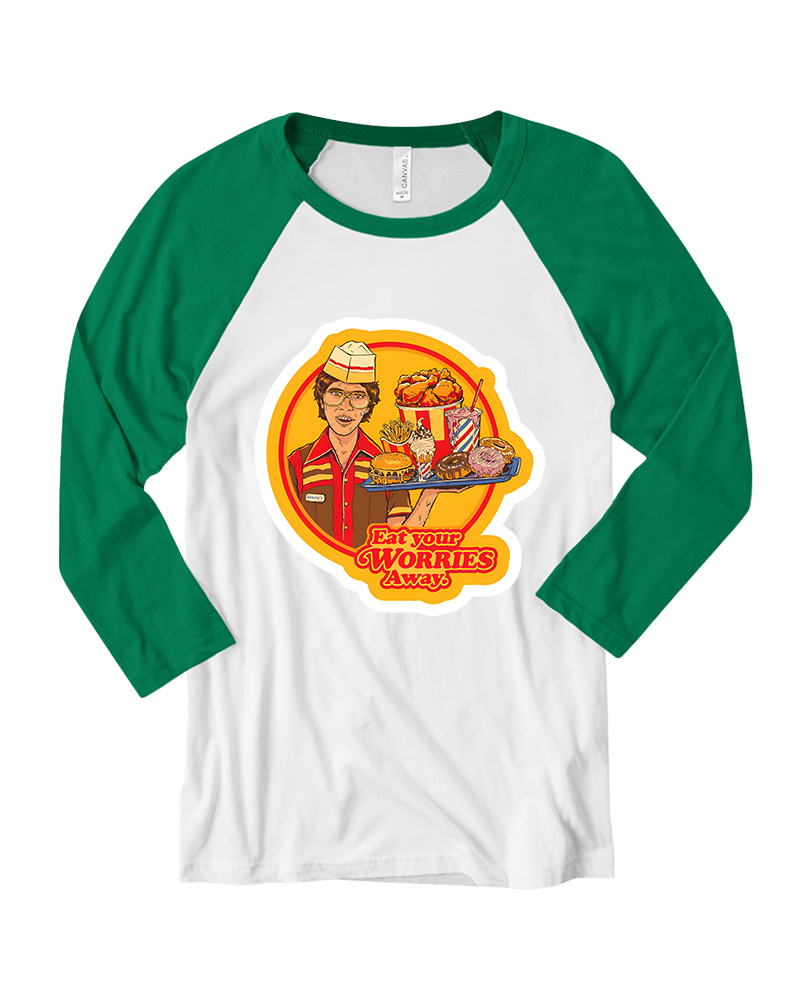 Eat Your Worries Magnet Long Sleeve Raglan T-Shirt image 3