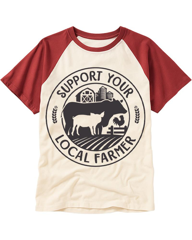 Support Your Local Farmers 1970s Raglan Baseball T-Shirt image 3