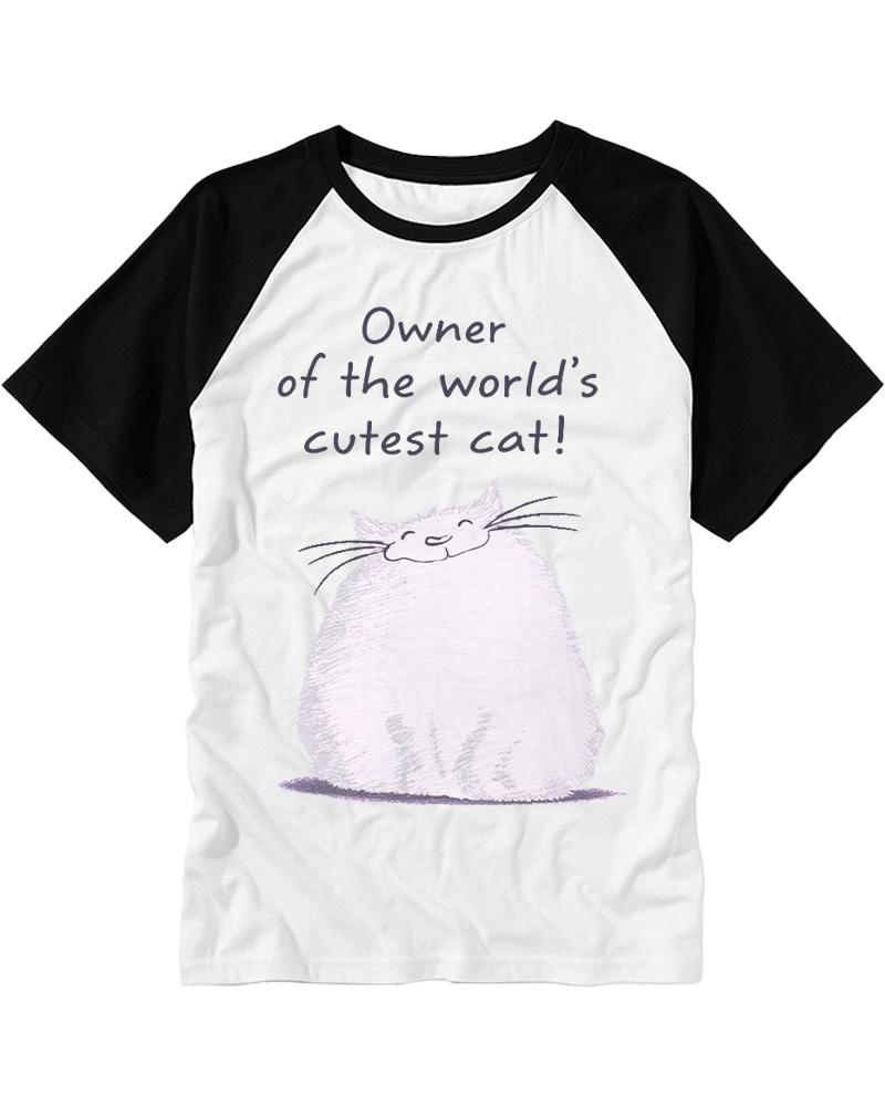 Cutest Cat Owner Worlds 1980s Raglan Baseball T-Shirt image 3