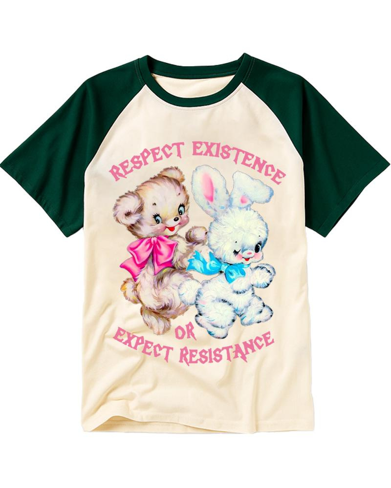 Respect Existence Or Expect Resistance 1950s Raglan Baseball T-Shirt image 3