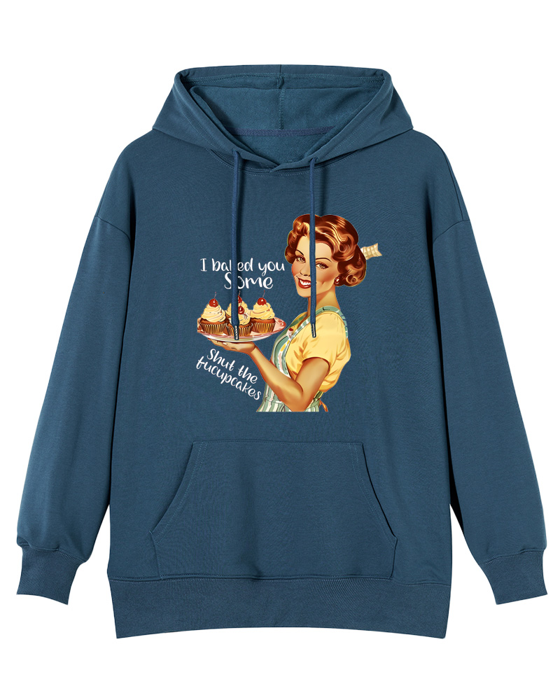 Sarcastic Housewife Baking Meme 1950s Pin-up Hoodie image 3