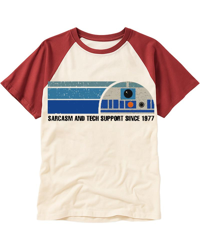 Sarcasm And Tech Support 1970s Raglan Baseball T-Shirt image 3