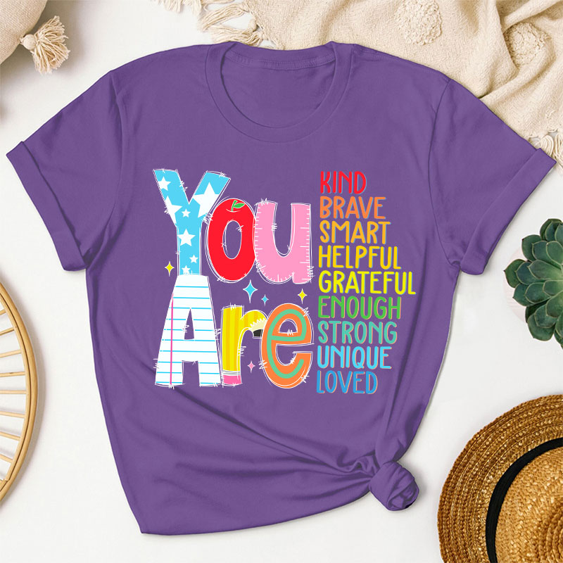 Be Who You Are You Are Enough Teacher T-Shirt image 3