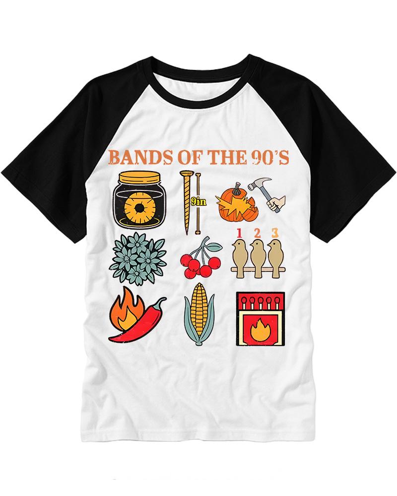 Popular Music Bands of The 1990s Raglan Baseball T-Shirt image 3