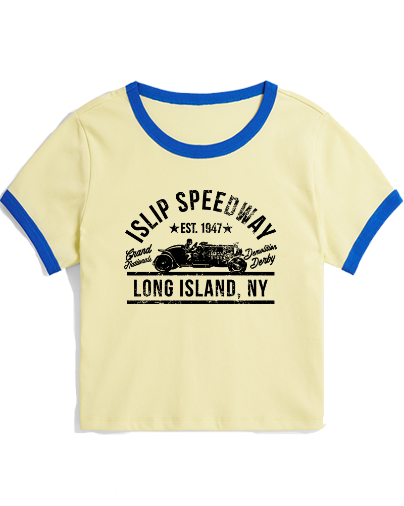 Islip Speedway 1960s Women's Ringer T-shirt image 3
