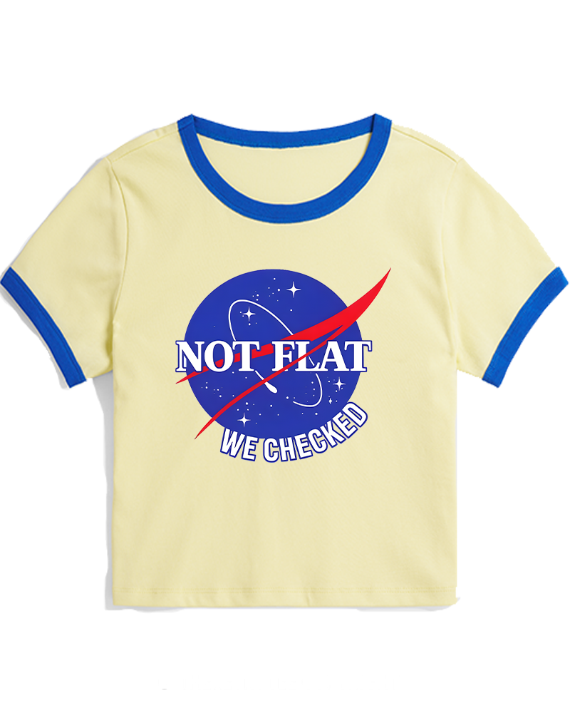 Not Flat We Checked Women's Ringer T-shirt image 3