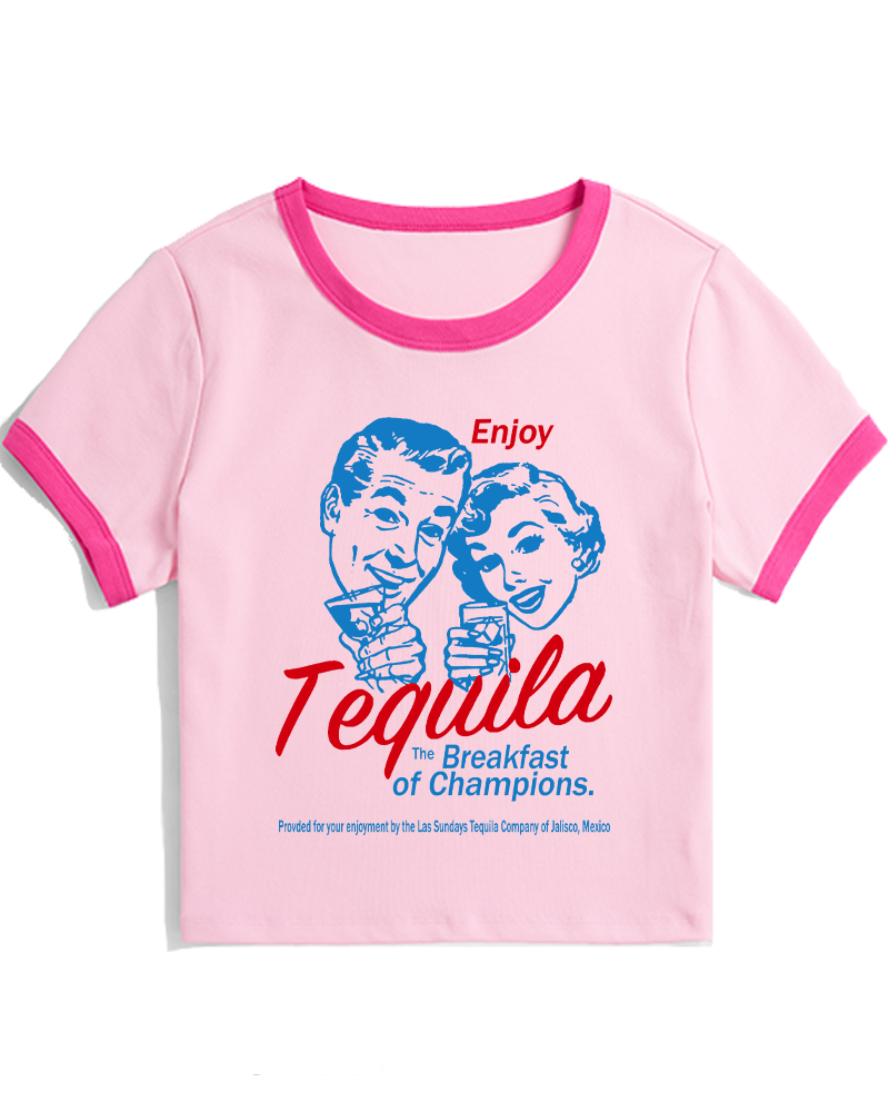 Enjoy Tequila The Breakfast Of Champions 1950s Women's Ringer T-shirt image 3