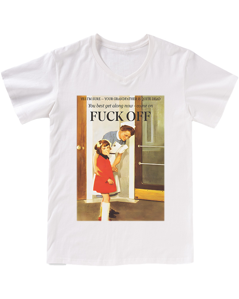 1950s Dark Humor Graphic V-neck T-Shirt image 3