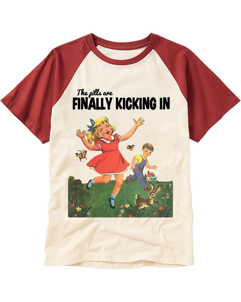 Vintage Retro Children's Book Illustration Cotton Raglan T-Shirt