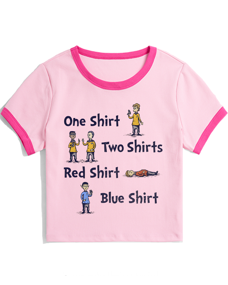 Red Shirt, Blue Shirt 1960s Women's Ringer T-shirt image 4