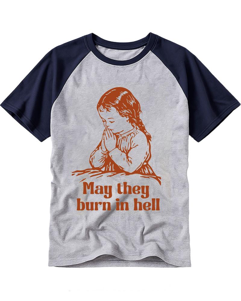 May They Burn in Hell 1970s Raglan Baseball T-Shirt image 4