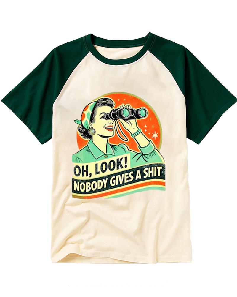 Oh,Look! Nobody Gives A 1950s Raglan Baseball T-Shirt image 4