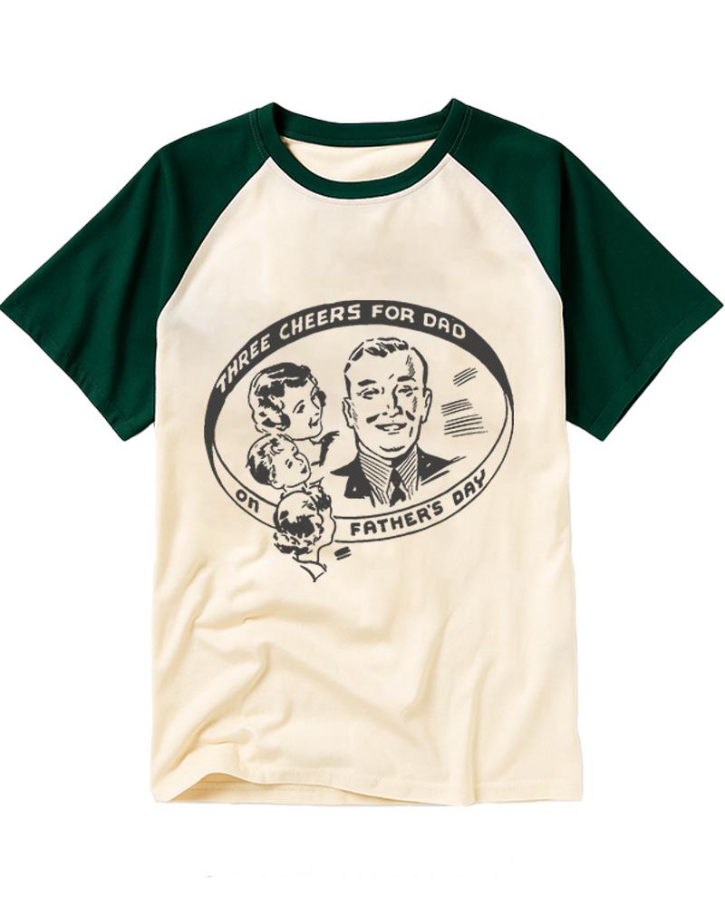 Three Cheers For Dad 1950s Raglan Baseball T-Shirt image 4