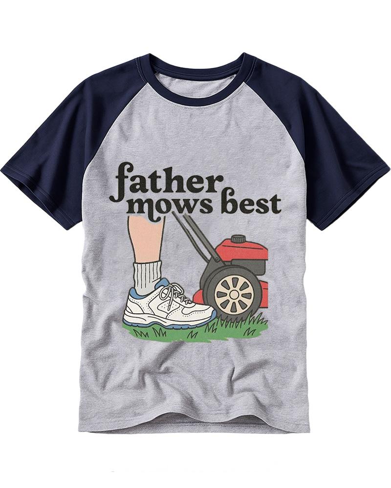 Father Mows Best 1950s Raglan Baseball T-Shirt image 4
