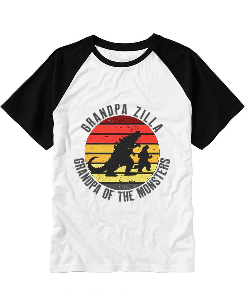 Grandpa Zilla Grandpa of the Monsters 1990s Raglan Baseball T-Shirt image 4