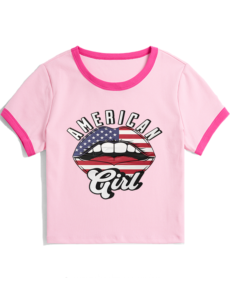 American Girl 1950s Women's Ringer T-shirt image 4