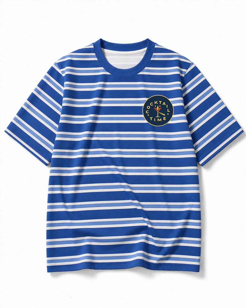 Cocktail Time 1960s Eco Oversized Striped Ringer T-Shirt image 4