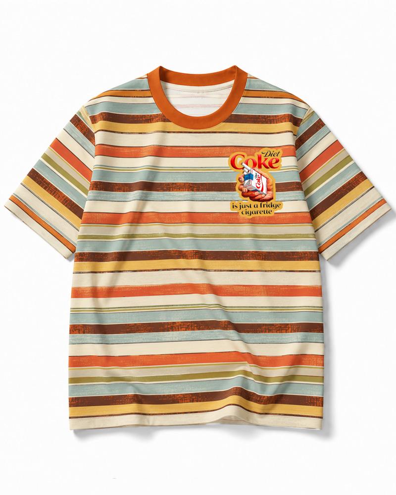 Diet Coke 1990s Eco Oversized Striped Ringer T-Shirt image 4