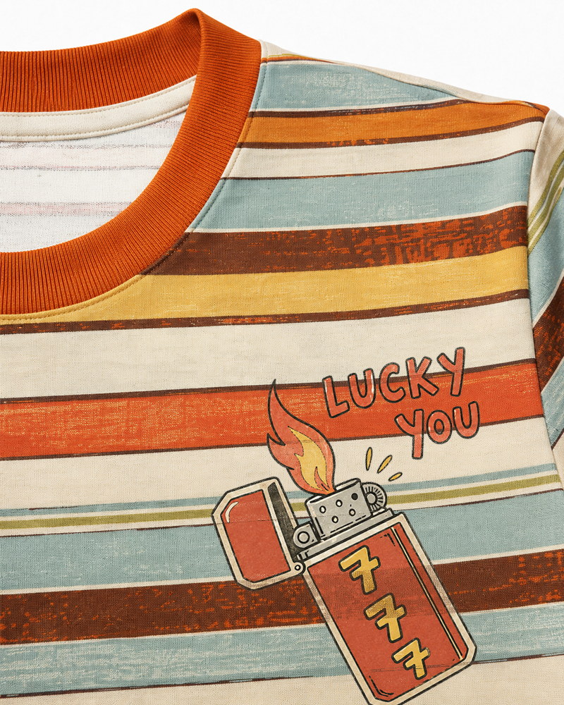 Lucky 777 1990s Eco Oversized Striped Ringer T-Shirt image 4