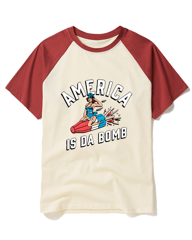 America is Da Bomb 1950s Raglan Baseball T-Shirt image 4