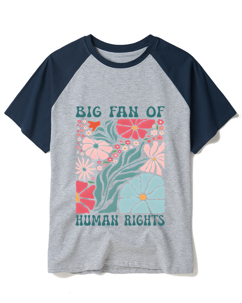 Big Fan Of Human Rights 1970s Raglan Baseball T-Shirt image 4