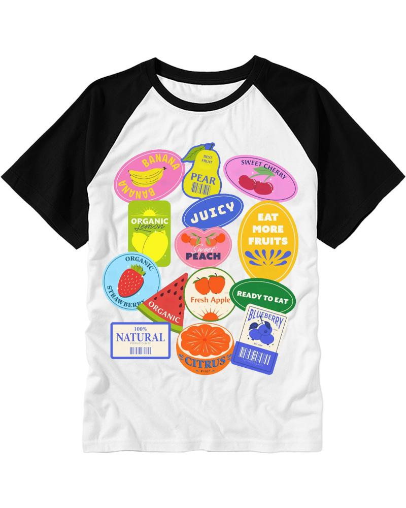 Fruit Stickers 1990s Raglan Baseball T-Shirt image 4