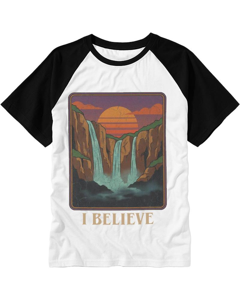 I Believe 1980s Raglan Baseball T-Shirt image 4