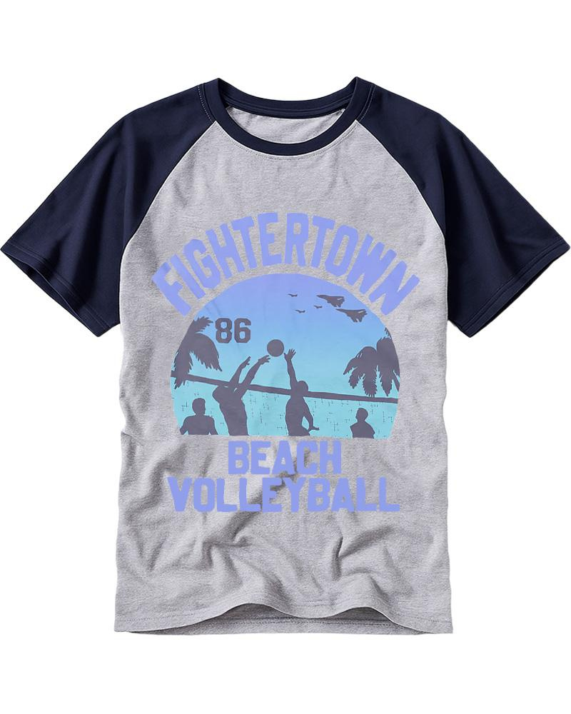 Beach Volleyball 1980s Raglan Baseball T-Shirt image 4
