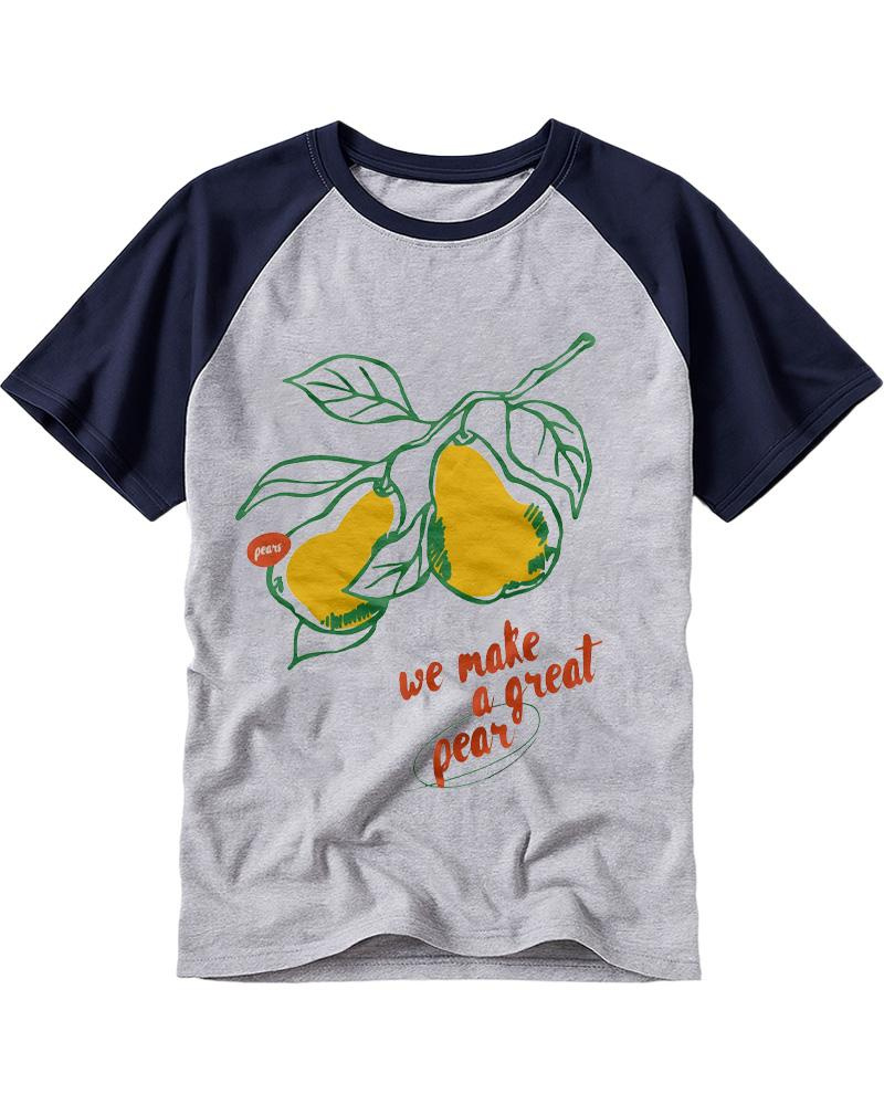We Make A Great Pear 1970s Raglan Baseball T-Shirt image 4