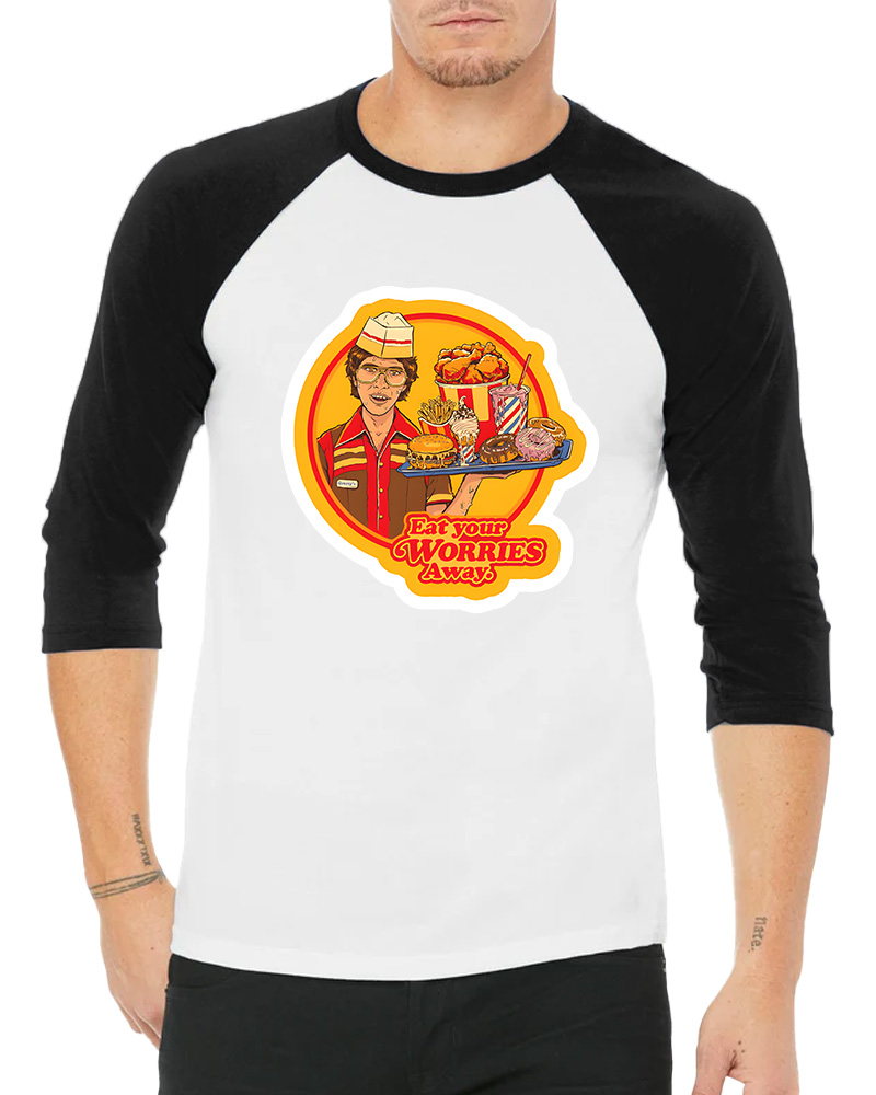 Eat Your Worries Magnet Long Sleeve Raglan T-Shirt image 4