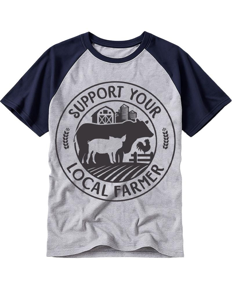 Support Your Local Farmers 1970s Raglan Baseball T-Shirt image 4