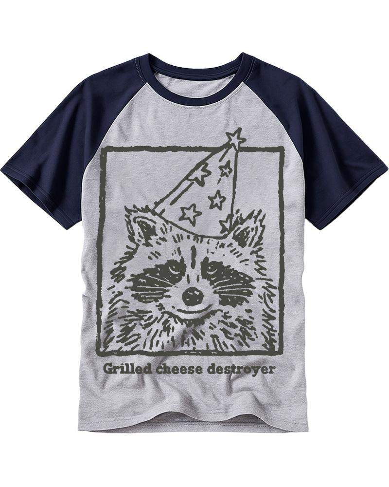 Funny Grilled Cheese Destroyer 1980s Raglan Baseball T-Shirt image 4