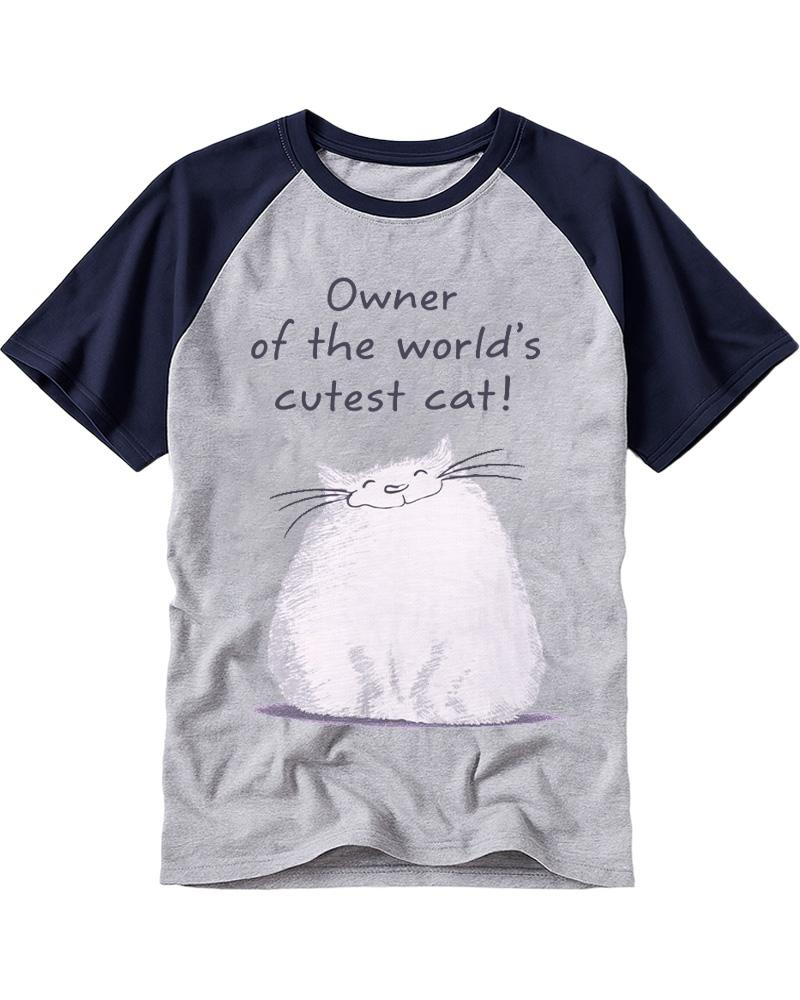 Cutest Cat Owner Worlds 1980s Raglan Baseball T-Shirt image 4