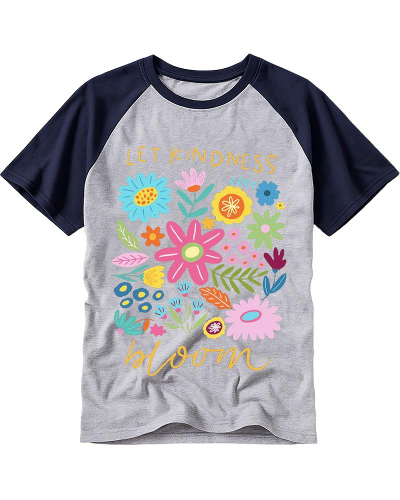 Let Kindness Bloom 1970s Raglan Baseball T-Shirt image 4