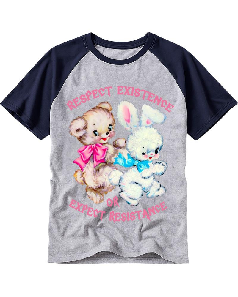Respect Existence Or Expect Resistance 1950s Raglan Baseball T-Shirt image 4