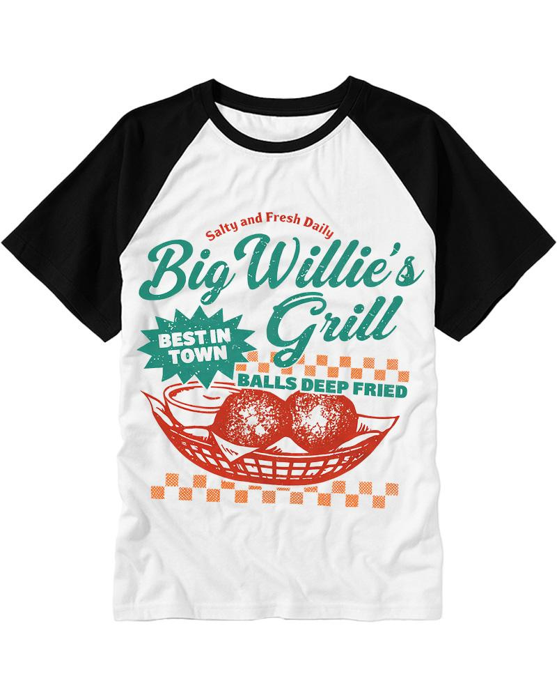 Big Willie's Grill 1980s Raglan Baseball T-Shirt image 4