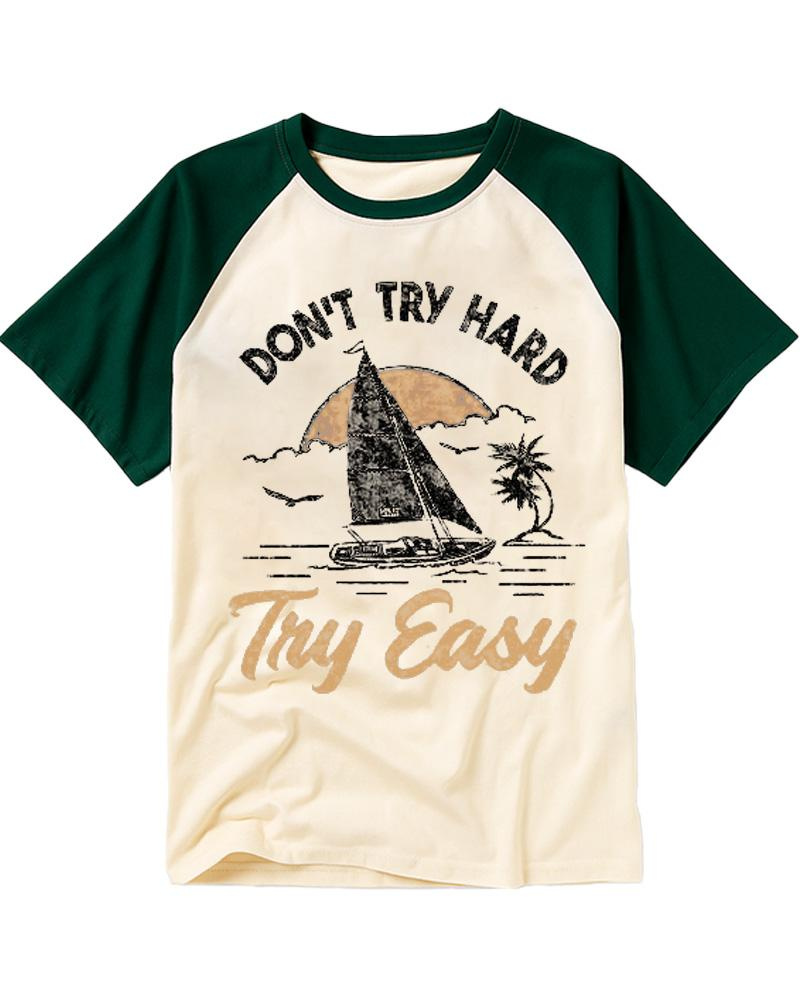 Don't Try Hard Try Easy 1970s Raglan Baseball T-Shirt image 4