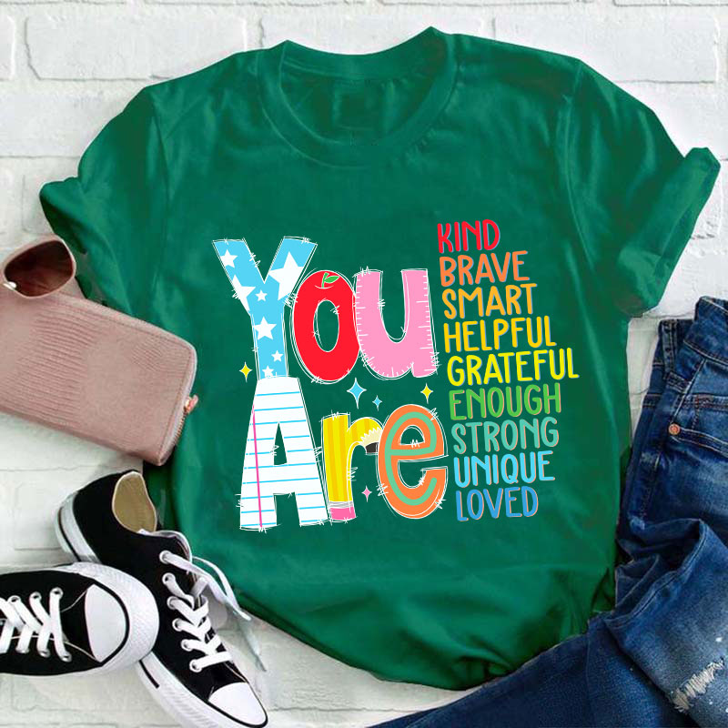 Be Who You Are You Are Enough Teacher T-Shirt image 4