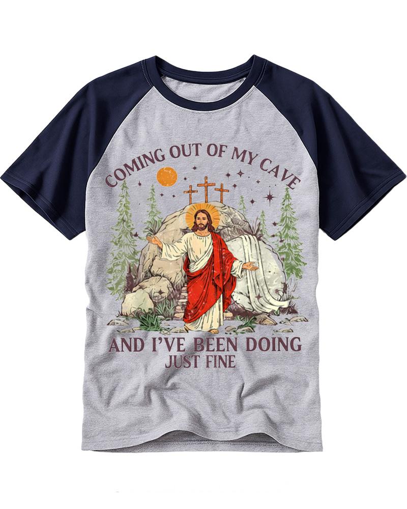 Coming Out Of My Cave And I've Been Doing Just Fine 2000s Raglan Baseball T-Shirt image 4