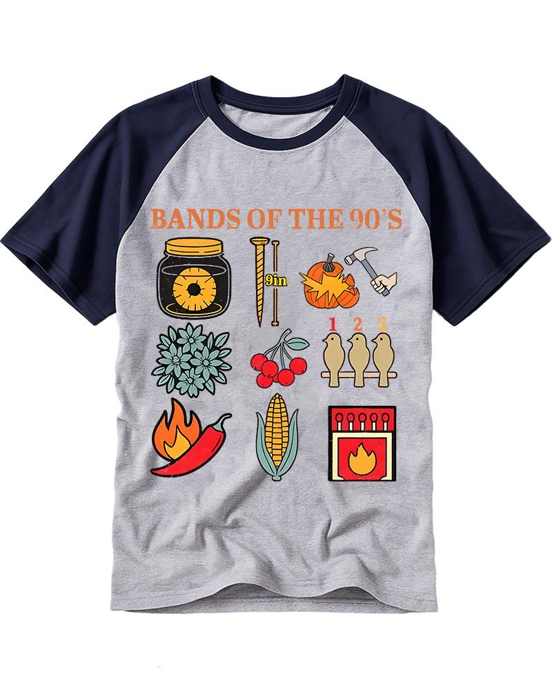 Popular Music Bands of The 1990s Raglan Baseball T-Shirt image 4