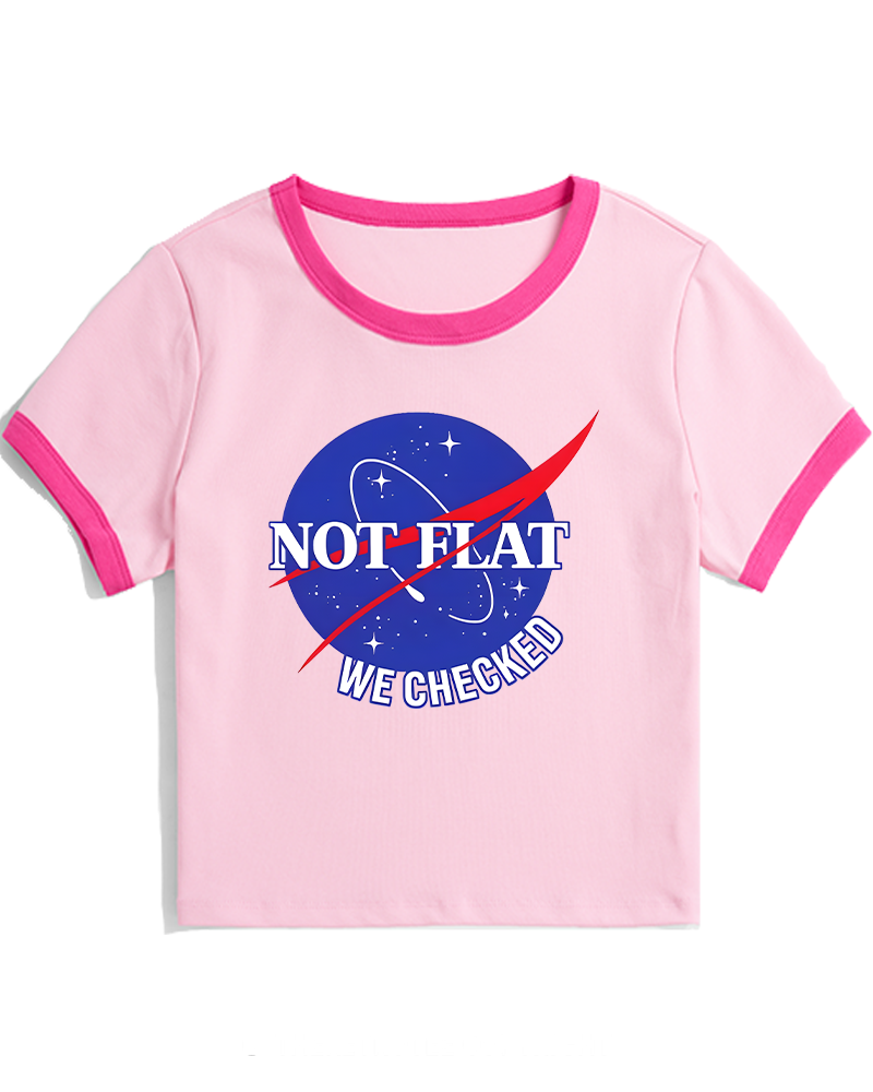 Not Flat We Checked Women's Ringer T-shirt image 4